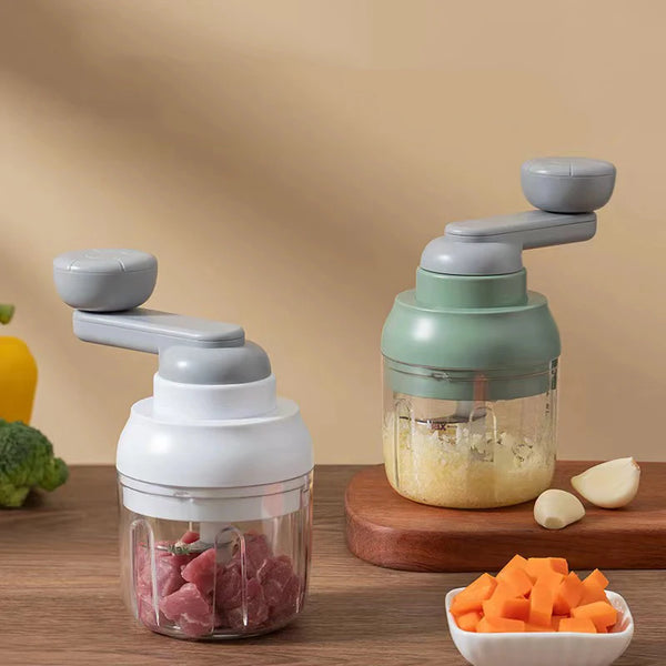 Picadora de carne manual, triturador de ajo, prensa de ajo giratoria, cortador de verduras y cebollas, accesorios de cocina, 250 ml