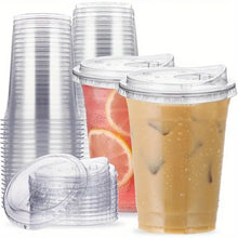 10 vasos de plástico sin pajita, de boca ancha para beber directamente, vasos de café desechables transparentes, adecuados para batidos, bebidas frías y leche