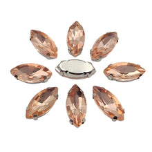 Horse Eye Shape Glass Rhinestones With Claw Marquise Sew On Stone Strass Diamond Silver Metal Base Crystals For Needlework