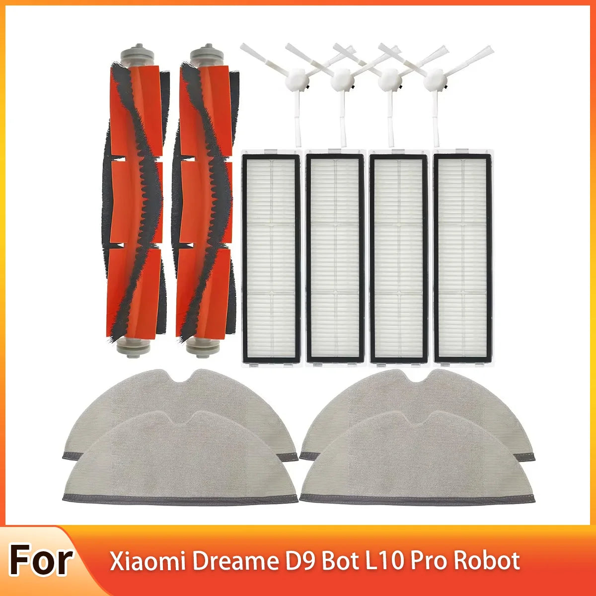 Robot Vacuum Side Brush, Filter and Mop Cloth Set for Dreame D9 and L10 Pro