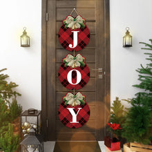 Christmas Pendant Plaid Christmas Wreaths JOY Signs Christmas Decorations for Home 2026 Xmas Front Door Garage Door Wall Decor