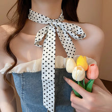 140*4cm Polka Dot Chokers Neck Scarves for Women Black White Narrow Long Ribbon Neck Chain Adjustable Knot Lady Accessories K
