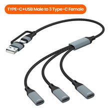 Elough USB to Type-c HUB Charging Cable Transmission Splitter Adapter OTG Computer Docking 3 in 1 Type-c Port HUB