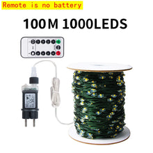 10-200M LED String Lights Fairy Green Wire Outdoor Christmas Light Tree Garland For New Year Street Home Party Wedding Decor