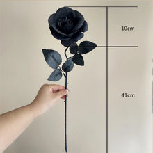 5pcs Black&Red Artificial Rose Flowers Branch Gothic Fake Flower Bouquet for Home Wedding Party Halloween Decor