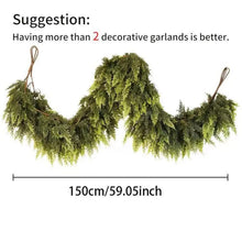 Christmas Tree Decorations Holiday Faux Garland Cedar Rattan Wreath Artificial Pine Garland Wedding Home Fireplace Door Decor