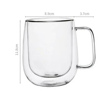 Taza de vidrio de borosilicato de alta resistencia al calor de 150-350 ml, vaso de doble pared para café con asa, taza para leche o agua, vasos transparentes, regalo