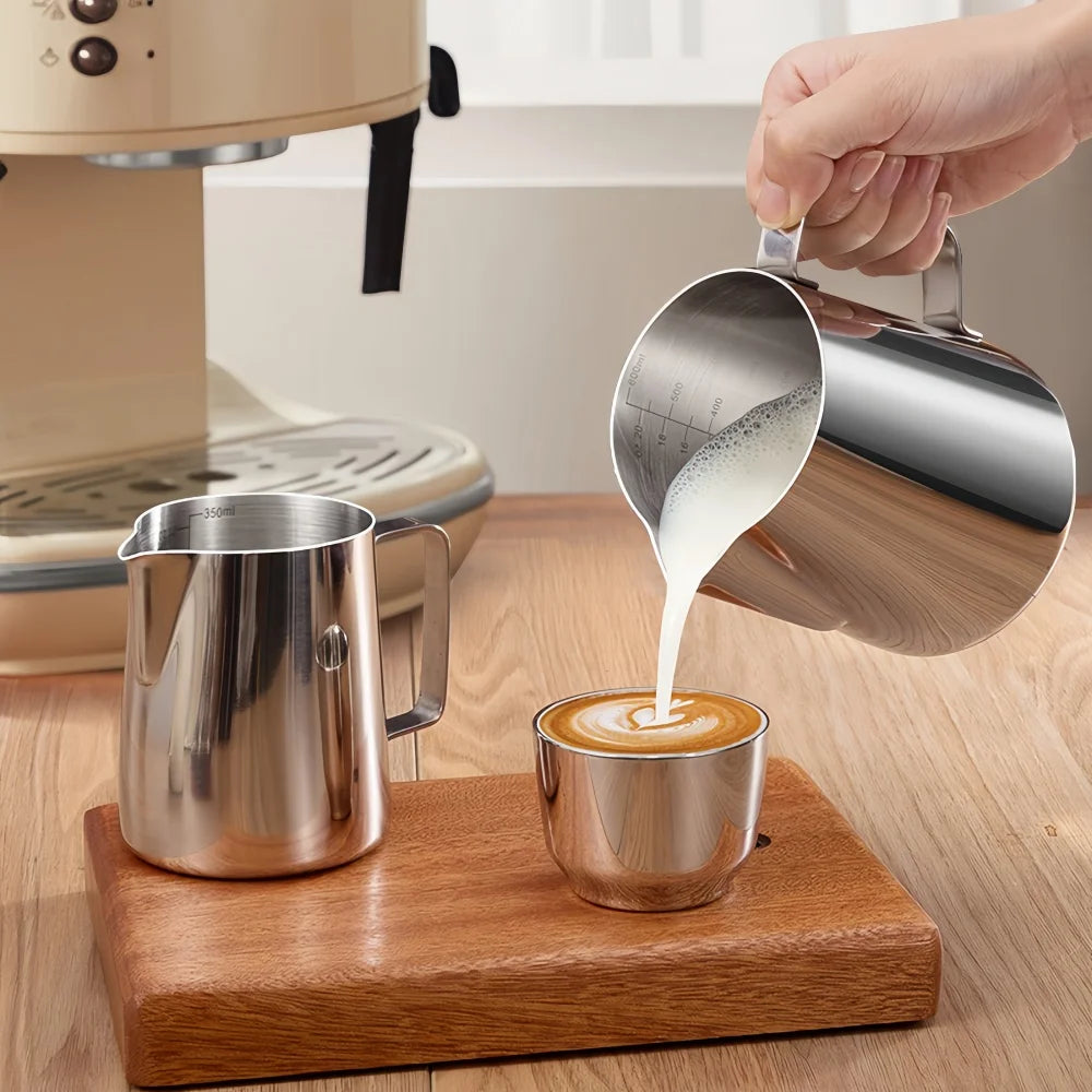 304 Stainless Steel Coffee Milk Frother Jug With Scale Cafe Barista Professional Steam Espresso Coffee Latte Art Kitchen Tools