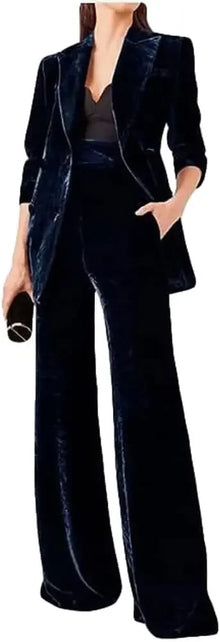 Traje de terciopelo de doble botonadura para mujer, conjunto de 2 piezas para reuniones de negocios y oficina, banquetes de boda, cenas y bailes