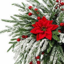 Christmas Decorations DIY 18PCS Artificial Pine Needles Red Berry Poinsettia Flowers for Winter Festival Home Party Wreath Decor