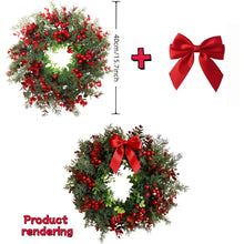 Christmas Decor Wreath with Bow with Red Berries Including Cranberries and Holly for Indoor and Outdoor Decoration