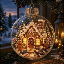 10CM Clear Christmas Ornament Ball Glowing Decor Holiday Scene Christmas Tree Hanging Toy Winter Diorama Bauble for Window Xmas