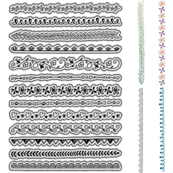 1pc Floral Lace Edge Clear Rubber Stamps Flower Leaves Border Vintage Reusable Transparent Silicone Stamp Seals for Journaling