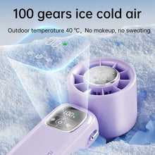 2025 New Creative Digital Display Mini Electric Fan Hanging Neck Handheld Fan Portable Turbo High-speed Folding Ice Cooling Fan