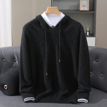 LHZSYY 100% Pure Mink Cashmere Hooded Sweater Men's Hooded Knitted Pullover Business Casual Loose Hoodie Autumn Bottoming Shirt