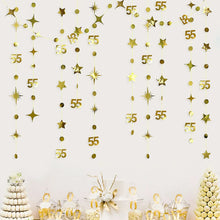 Gold 45th 40th 50th Happy Birthday Paper Banner Decoration Hanging Birthday Number Circle Twinkle Star Garland Streamer Backdrop