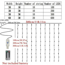 Christmas Home Decoration USB 8 Modes Fairy Garland Lights LED Curtain String Lights with Remote Control for Bedroom Wedding