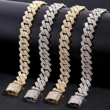 Collar cubano de eslabones con diamantes de imitación AAA estilo "Iced Out", cadena cubana de cristales de 2 filas para hombre, joyería hip hop de 13/14/20MM