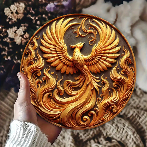 8in Round Vintage Bird Wooden Pendant Flat Color Print 2D Home Wall Decoration Farm Garden Auspicious Bird Photo Props Gifts