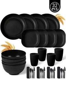 4/32pcs Plastic cutlery set reusable cutlery suitable for 4 people can be used as school student supplies Christmas gifts