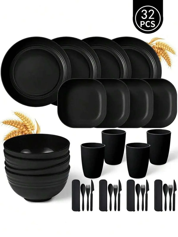 4/32pcs Plastic cutlery set reusable cutlery suitable for 4 people can be used as school student supplies Christmas gifts