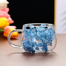 Dried Flower Double-layer Glass Coffee Cup,Simple Thick Cup Mouth Anti Scalding Milk Cup,Environmentally Friendly Heat-resistant