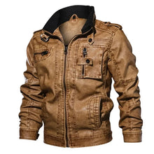 Men's Vintage Faux Leather Biker Jacket with Stand Collar, Sizes XXS to 6XL - image 8