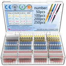 Waterproof Heat Shrinkable Solder Ring Terminal Kit - Available in 50/100/200/250pcs Combination Boxes for Easy Connections