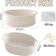 1pcs Woven Basket,Small Rope Storage Bin with Handles & Ribbon Bag, Organizer for Shelves Closets,Gift Basket Empty for Birthday