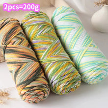 2 PCs Colorful 5-strand Dyed Milk Cotton Baby Sweater Yarn Self Woven Scarf Medium Thick Handmade DIY Woven Crochet Material Bag