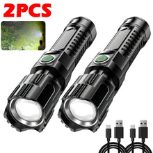 P200 Super Powerful LED Flashlight Zoom Tactical Torch Built-in Battery USB Rechargeable Waterproof Lamp Ultra Bright Lantern