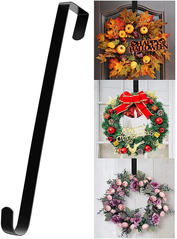 Colgador de corona para puerta principal, decoración de Halloween, Navidad y Pascua, gancho individual de metal para colgar coronas sobre la puerta