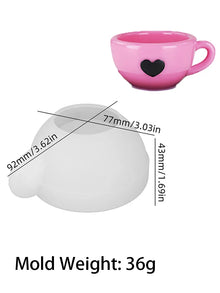 3D Love Teacup Candle Jar Silicone Mold DIY Coffee Cup Flowerpot Casting Molds Plaster Resin Storage Box Craft Making Home Decor