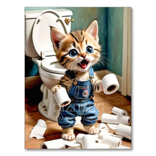 Dog Diamond Painting Cat Toilet Cartoon Diamond Mosaic Animal Full Round/Square Drill Embroidery Funny Bathroom Wall Decor Art
