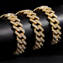 Collar cubano de eslabones con diamantes de imitación AAA estilo "Iced Out", cadena cubana de cristales de 2 filas para hombre, joyería hip hop de 13/14/20MM