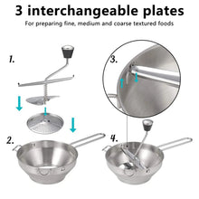Manual Vegetable Mill Stainless Steel Food Rotary Mill Strainer Potato Strawberry Jam Masher Grinder with 3 Milling Disc