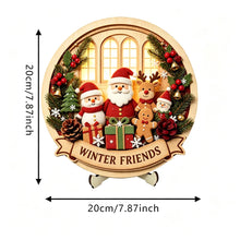 Christmas 2D Wooden Tabletop Decor with Stand Santa Snowman Reindeer Ect. Xmas Holiday Desktop Decor for Home Party