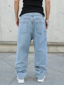 Vaqueros holgados para hombre de primavera y otoño, pantalones de mezclilla informales, rectos, extragrandes, de color sólido, moda urbana, estilo Y2k, de pierna ancha