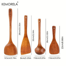 Juego de 4 utensilios de cocina KEMORELA, herramientas de cocina, pala de madera, cuchara, espátula para cocinar antiadherente, pala para alimentos
