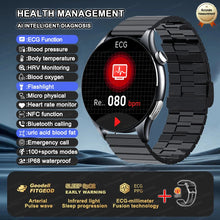 2025 New NFC+ECG+PPG Health Smart Watch BMI Fat Heart Rate Blood Pressure Watch 380mAh BT Call IP68 Waterproof Sports Bracelet