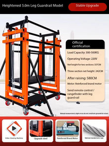 5M Electric Scaffolding Load Bearing 300-500KG Mobile Automatic Lifting Platform Remote Control Folding Decoration
