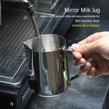 Jarra para espumar leche, jarra para arte latte, jarra medidora de acero inoxidable, herramienta de barista para espresso, accesorios de café