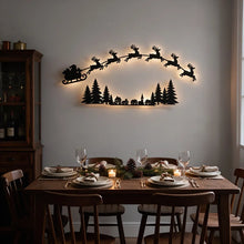 Christmas Wall Decor LED Light Up Santa Sleigh Reindeer Pine Tree Hollow Cutout Hanging Door Frame Home Holiday Party Decoration