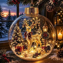 10CM Clear Christmas Ornament Ball Glowing Decor Holiday Scene Christmas Tree Hanging Toy Winter Diorama Bauble for Window Xmas