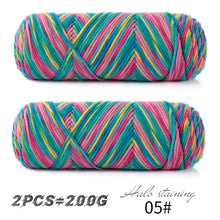 2 PCs Colorful 5-strand Dyed Milk Cotton Baby Sweater Yarn Self Woven Scarf Medium Thick Handmade DIY Woven Crochet Material Bag