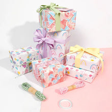 17" X 120" Wrapping Paper Roll Happy Birthday Printed Rainbow Heart Stone Design for Birthday Wedding Baby Shower