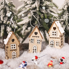 Wooden Log House Christmas Tree Ornaments, Set of 3 Printed Hanging Decorations - image 3