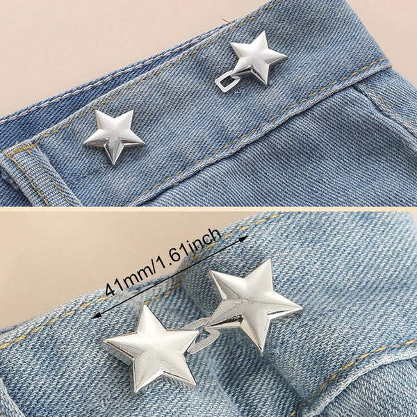 1 par de botones ajustables para pantalones, clips para ajustar la cintura de faldas, hebilla de presión, ajustador de botones para pantalones, botón retráctil