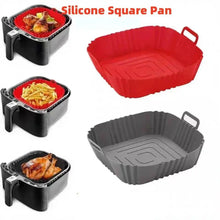 Revestimiento de silicona reutilizable para freidora de aire cuadrado de 22 cm, cesta antiadherente para freidora de aire con asas, accesorios de bandeja para hornear de silicona