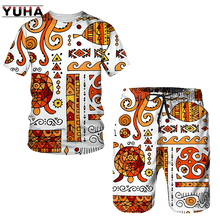 YUHA,Newest African Print Women's/Men's T-shirts Sets Africa Dashiki Men’s Tracksuit/Vintage Tops Sport And Leisure Summer Male